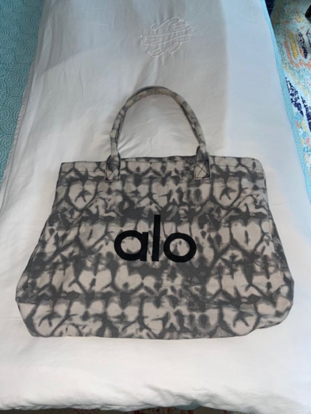 ALO Yoga Gray Tie-Dye Canvas Tote